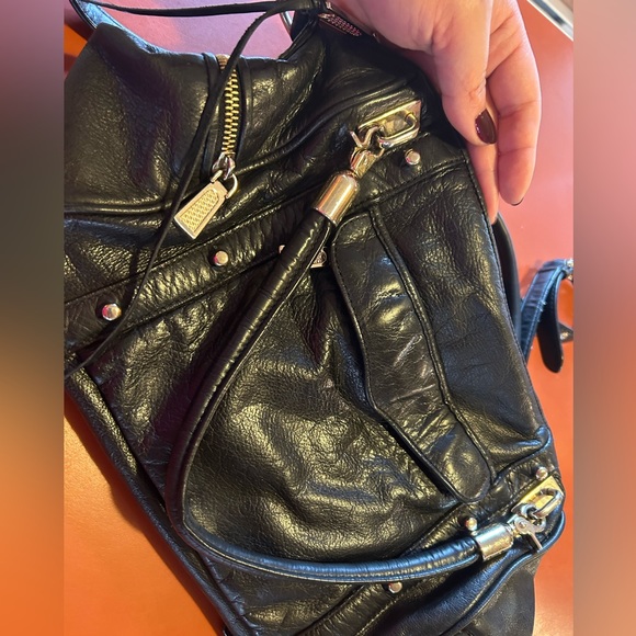 Rebecca Minkoff Studded Cupid Satchel Black Color With Gold tone Hardware - Picture 15 of 16